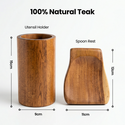 Teakora™ Holder & Spoon Rest Set